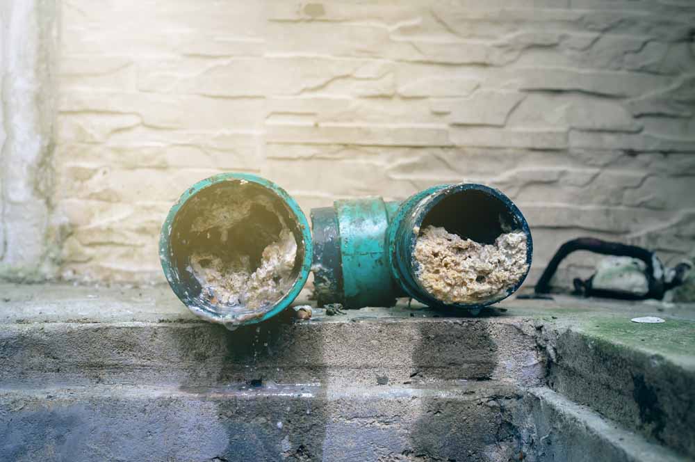 grease buildup in pipe interiors